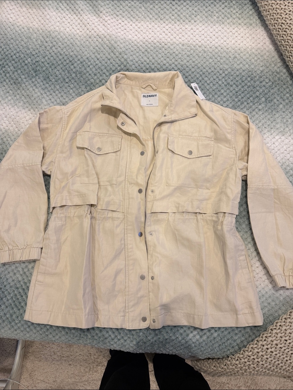 Old Navy Light Beige Utility Jacket with Front Pockets